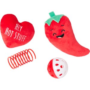 Frisco Valentine Hot Pepper Plush, Spring & Ball Cat Toys with Catnip