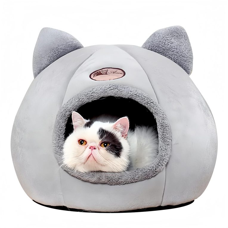 خيمة للقطط شبه مغلقة، سرير داخلي للحيوانات الاليفة يوفر مقصورة امنة للقطط الصغيرة، مقاوم للرياح وناعم، مناسب للحيوانات الاليفة مثل القطط والارانب والتنين والقطط (تصميم 1، L (اقل من 7.5 كغم))