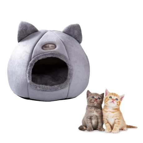 سرير دافئ للقطط بتصميم عش ناعم ومريح للحيوانات الاليفة في الشتاء، خيمة نوم شبه مغلقة للقطط والكلاب (XL (40 × 40 × 40 سم))