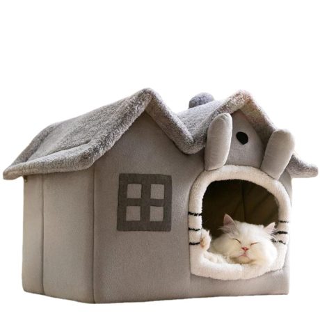 سرير عصري مخملي دافئ ومريح للقطط والكلاب في الشتاء، منزل للقطط والكلاب قابل للطي ومريح وقابل للطي، سرير للقطط والكلاب مع وسادة قابلة للازالة (مقاس M)