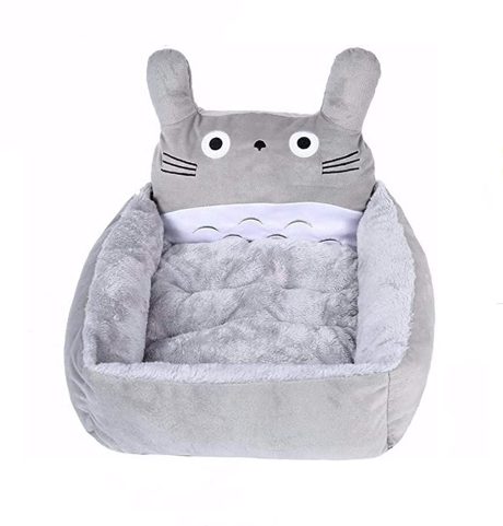 سرير للقطط والكلاب حجم كبير قابل للغس مع مخدة ناعمة لون رمادي
