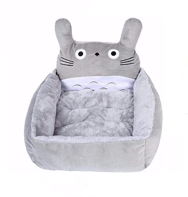 سرير للقطط والكلاب حجم كبير قابل للغس مع مخدة ناعمة لون رمادي