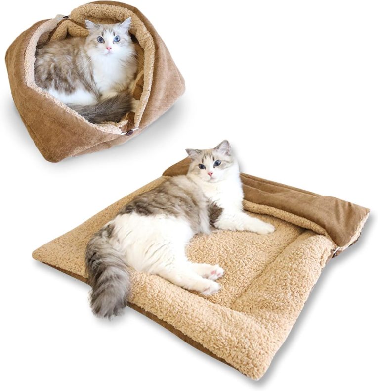 سرير للقطط والكلاب ذاتي التسخين من ازوني، بساط للحيوانات الاليفة فائق الدفء، بطانية مخملية ناعمة وسرير للقطط الداخلية، بساط دافئ ومنفوش للحيوانات الاليفة، غير قابل للانزلاق وقابل للغسل