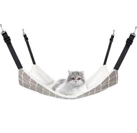 يوروتشي ارجوحة معلقة للقطط قابلة للعكس وناعمة وجيدة التهوية مع حزام قابل للتعديل للقطط والكلاب الصغيرة (مقاس L)