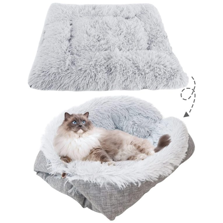 سجادة سرير للقطط ذاتية التدفئة من تراسل، بطانية نوم ناعمة 2 في 1، وسادة سرير للقطط والكلاب الصغيرة، وسادة حرارية فائقة الدفء للحيوانات الاليفة في الاماكن المغلقة والمفتوحة