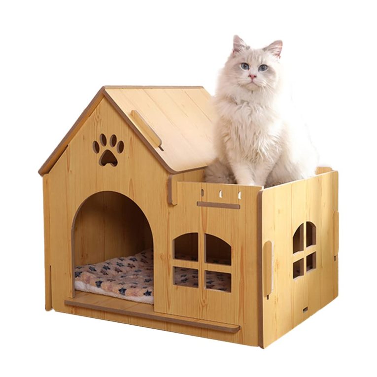 سرير للحيوانات الأليفة كبير الحجم، لعبة نفق خشبي على شكل شجرة وسلم يجمع ذاتيا للاستخدام في الأماكن الداخلية والخارجية مناسب للقطط الصغيرة والمتوسطة والكبيرة والجراء والكلاب من كايجيتال