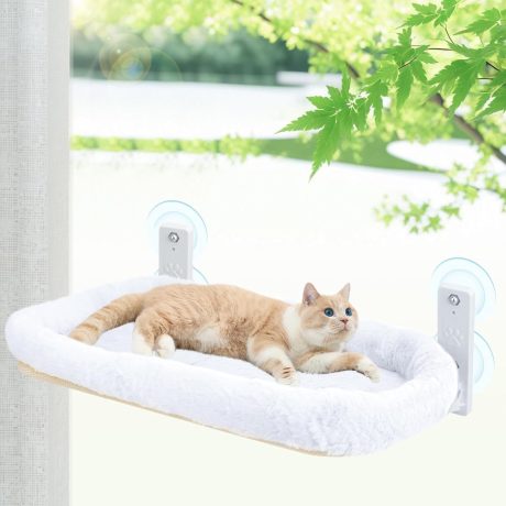 هوماركت سرير ارجوحة للقطط قابل للطي بدون اسلاك مع 4 اكواب شفط قوية واطار معدني صلب مخملي ناعم (نوع ايه، 30 × 52 سم)