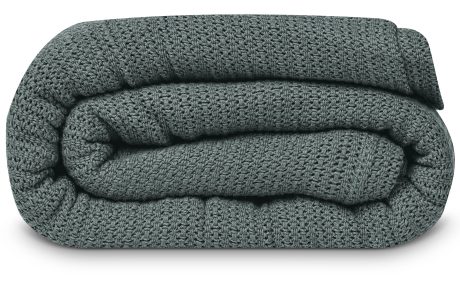 بطانية مريحة وناعمة ودافئة ومتينة وفاخرة ومنفوشة للغاية بتصميم نسيج لينو مصنوعة من القطن بنسبة 100% للسرير والاريكة في كافة المواسم لينتيوم تيكستايل سابلاي مقاس كوين لون رمادي جليدي