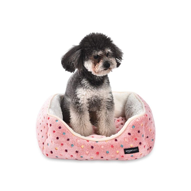 امازون بيسكس سرير الحيوانات الأليفة من كادلر - ناعم ومريح - صغير، منقط