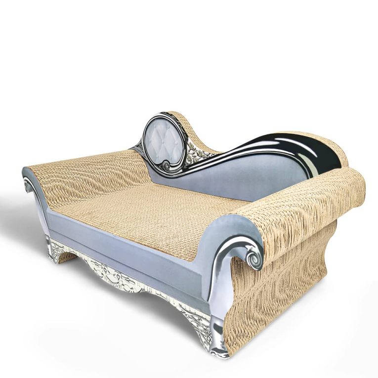 دويك لعبة لوح الخدش للقطط - سرير ترفيهي للقطط على شكل اريكة كبيرة 60 سم، اداة خدش من الورق المقوى المموج (60 × 28 × 29.5 سم)