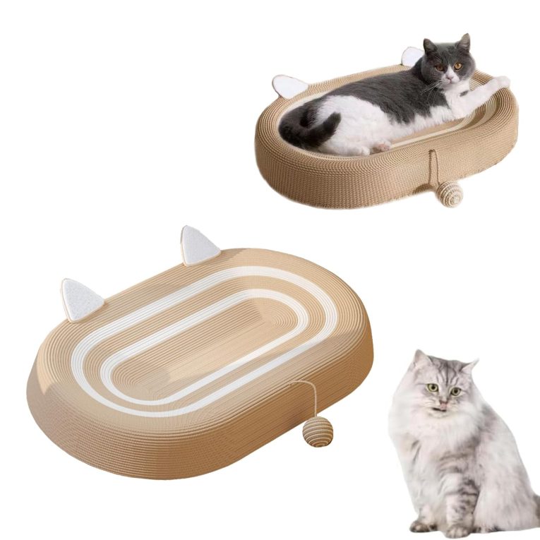 لوح خدش للقطط من دوركو 3 في 1 من السيزال، وسادة خدش للقطط في الاماكن المغلقة، لوح خدش بيضاوي للقطط والاثاث، قاعدة مضادة للانزلاق متحركة