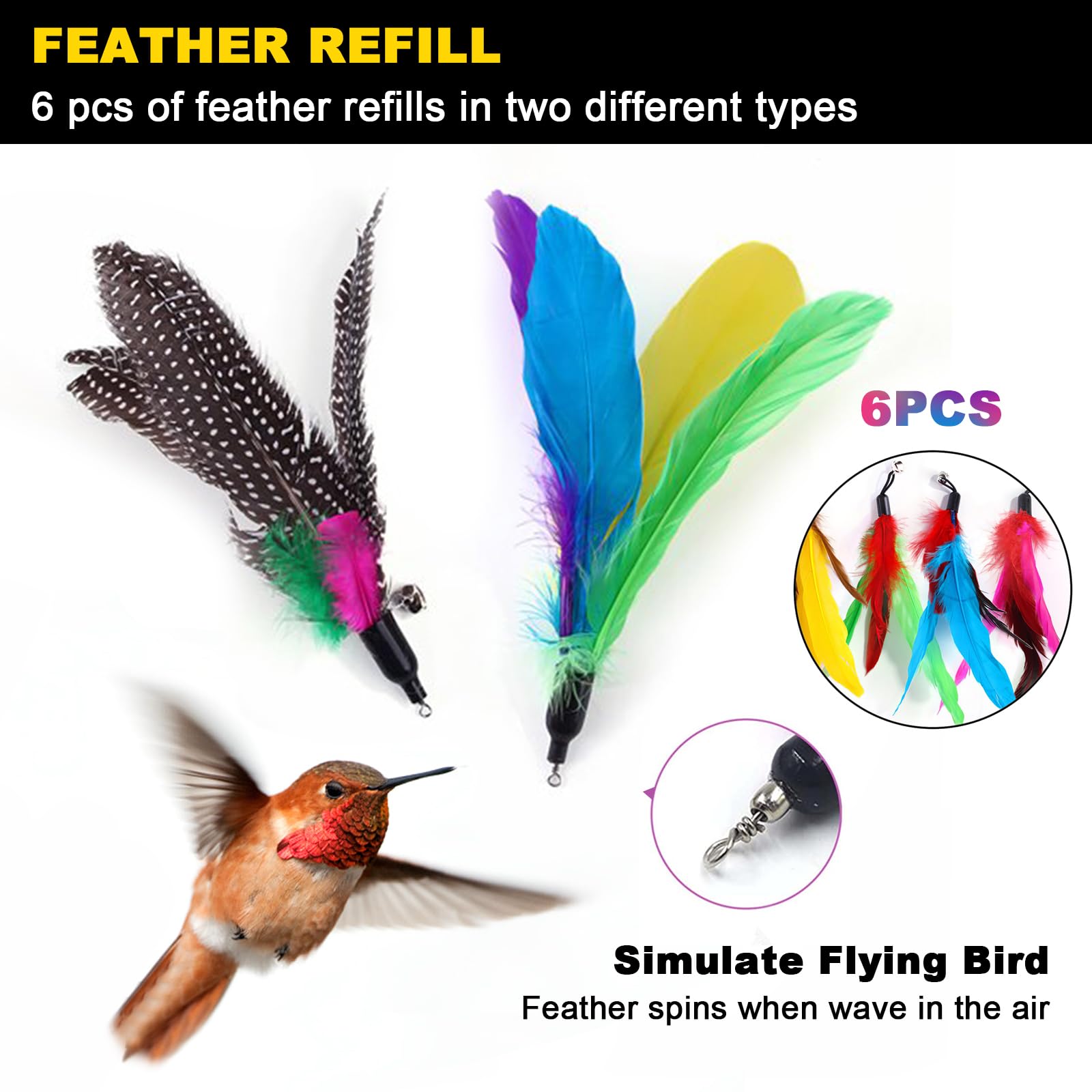 12 قطعة من ألعاب القطط من اس ال اي، ألعاب تفاعلية للقطط مع أجراس، لعبة عصا القطط بألوان مختلفة من الريش، طريقة سريعة لجذب انتباه قطتك، مناسبة للقطط التي تلعب في الداخل