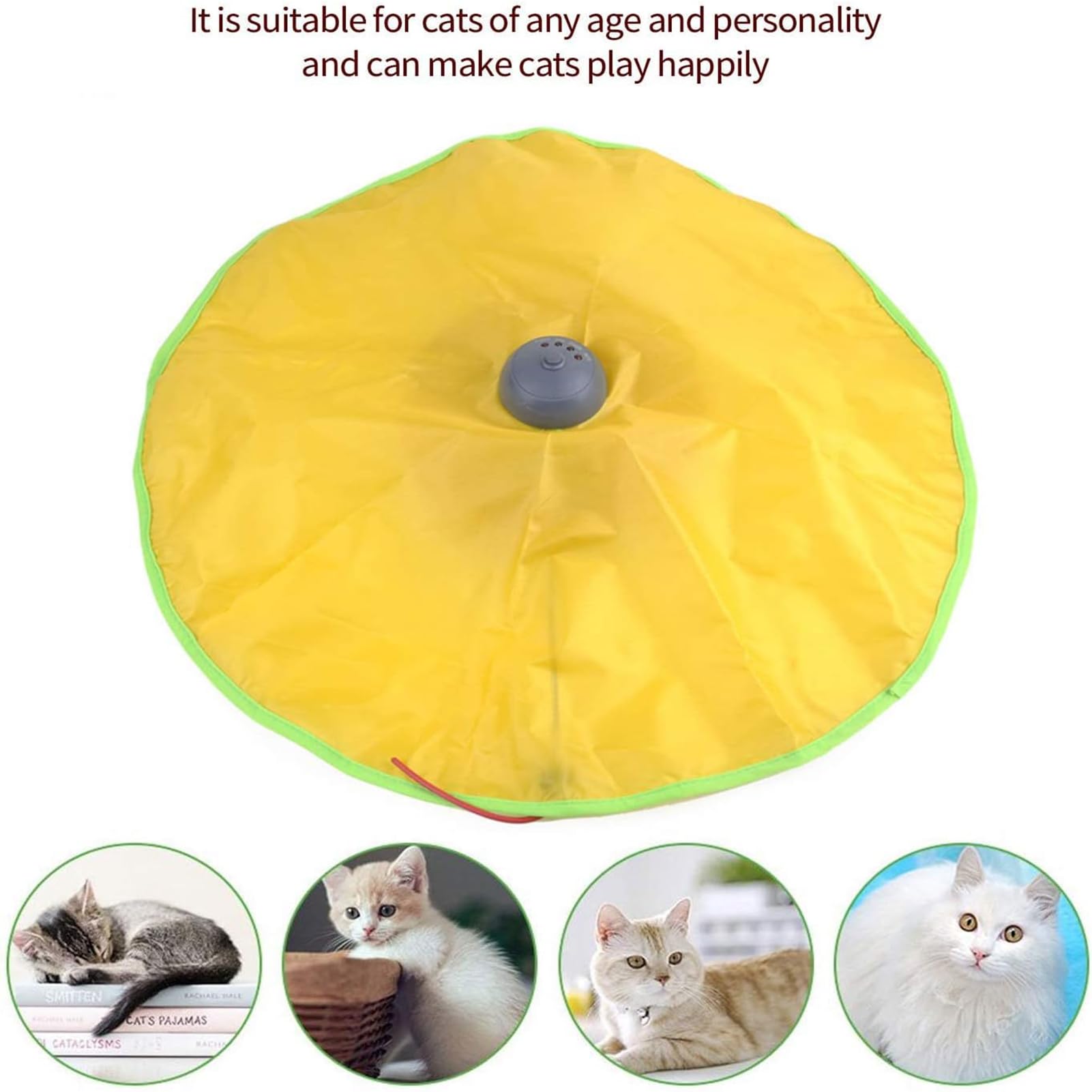 ألعاب قطط اوتوماتيكية للقطط، لعبة عصا القطط تفاعلية إلكترونية مخفية الحركة، عصا مطاردة للقطط الصغيرة بغطاء متحرك، بطيئة الحركة من اندجوجو