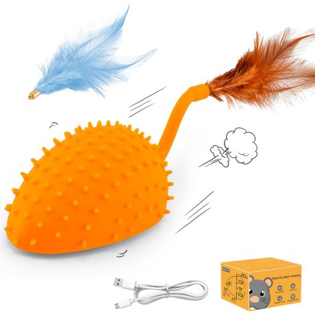 اتش سي بي اي تي العاب فأر كهربائية للقطط مع العاب ريش، العاب قطط تفاعلية قابلة لاعادة الشحن يمكن للقطط مطاردتها، العاب فأر للقطط مع جلد خارجي قابل للازالة والغسل، اختيار جيد كهدية لقطتك