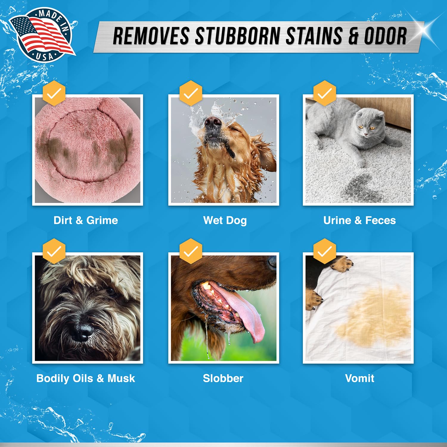 اكتيف منظف ومزيل الروائح الكريهة لغسالات الحيوانات الاليفة - مسحوق تنظيف اسرة الكلاب والقطط، مزيل روائح انزيمي طبيعي مناسب للغسالة، البول، الرائحة، لعاب الكلب، مزيل البقع - 64 حمولة