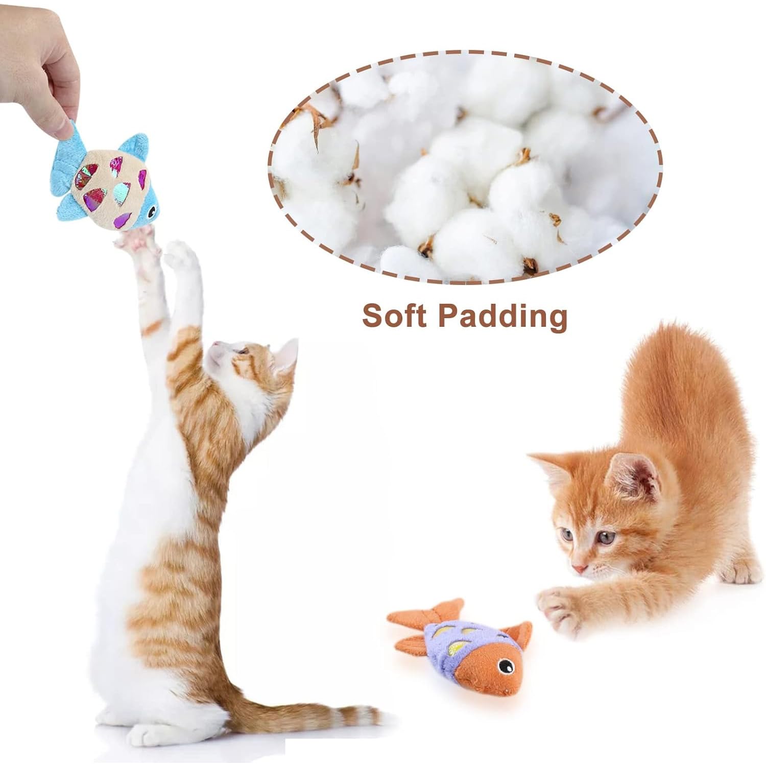 انوان 3 قطع من العاب القطط على شكل سمكة، لعبة تفاعلية للقطط للتمرين، لعبة ناعمة للحيوانات الاليفة، العاب رياضية تفاعلية للقطط مصممة للقطط المملة في الاماكن المغلقة