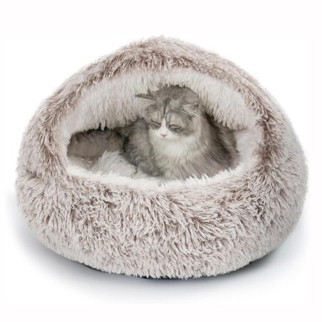 انوان سرير للقطط والكلاب الصغيرة بتصميم دائري ناعم ومريح ومضاد للقلق، سرير للحيوانات الاليفة مع قاعدة مضادة للانزلاق، سرير للحيوانات الاليفة قابل للغسل للكلاب الصغيرة والمتوسطة