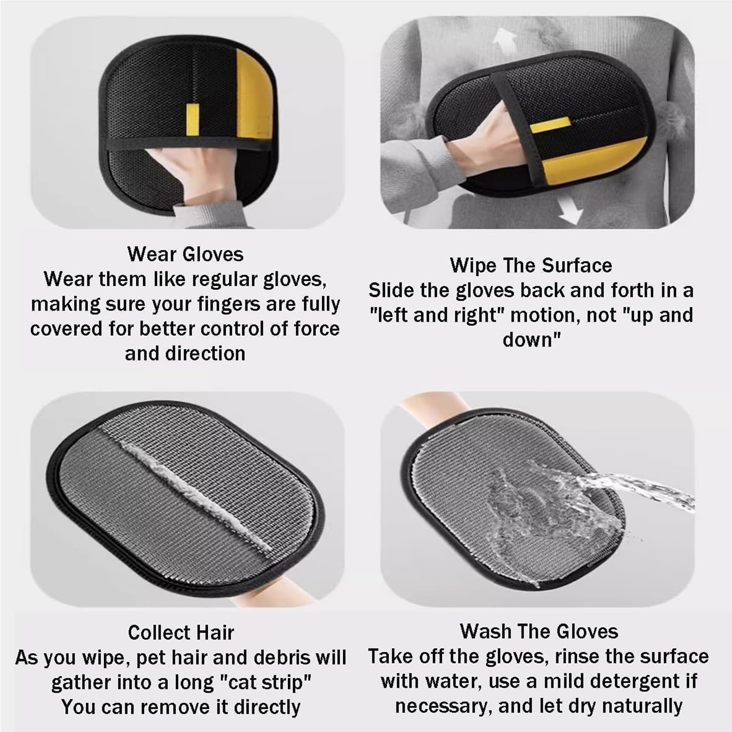 انوان قفاز لازالة شعر الحيوانات الاليفة، قفازات كهربائية مزدوجة الجوانب قابلة لاعادة الاستخدام، قفازات العناية بالقطط، لتنظيف شعر الحيوانات الاليفة/تنظيف الملابس/الاريكة/الكارب/الكارب
