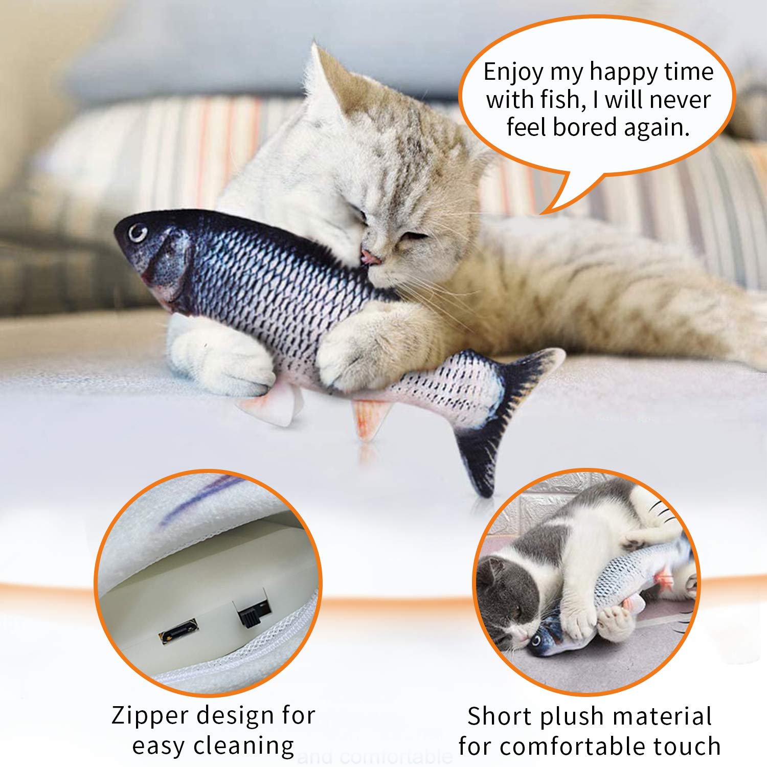 ايروكي لعبة سمكة كيكر متحركة - لعبة فلوب واقعية، العاب النعناع البري المتذبذب، لعبة قطة متحركة، العاب قطط تفاعلية من القطيفة للتمرين