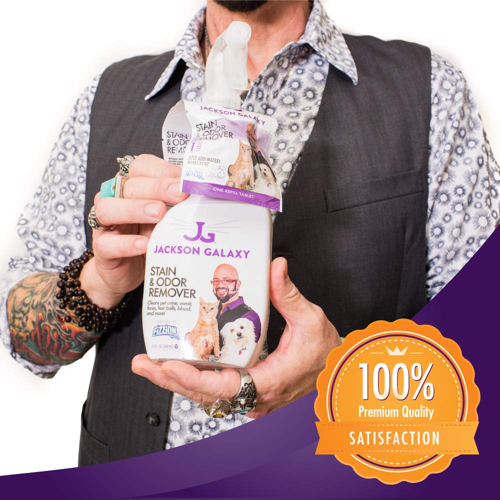 جاكسون جالاكسي: مزيل البقع والروائح الكريهة - مزيل بول الحيوانات الاليفة - زجاجة 23 اونصة - 2 قرص تعبئة متضمن - يزيل بقع الحيوانات الاليفة والروائح بسرعة - يعمل على اسطح متعددة - تركيبة غير سامة