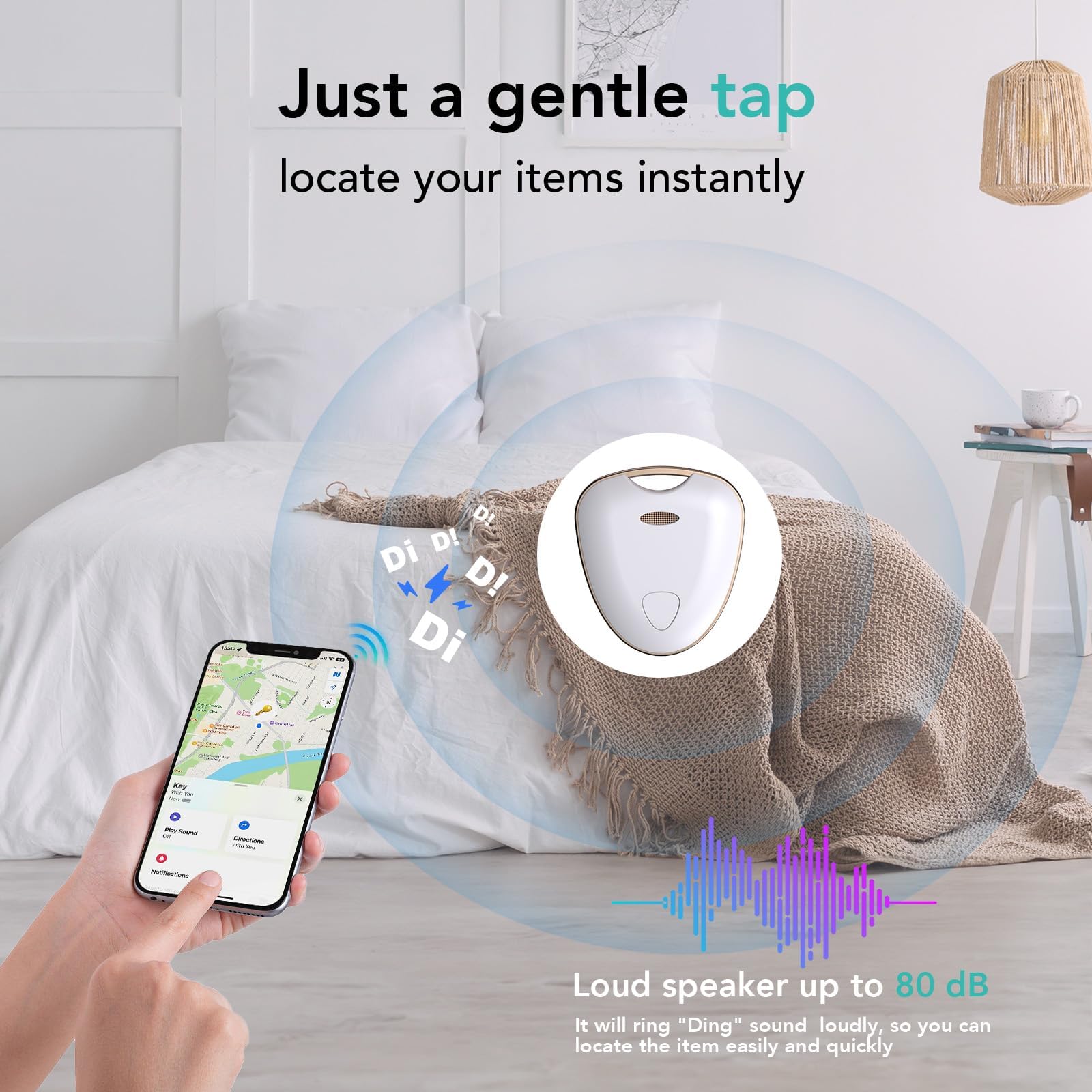 جهاز تحديد مواقع معتمد من ام اف اي يعمل مع فايند ماي (اي او اس فقط) مقاوم للماء بتصنيف IP67، جهاز تتبع ذكي يعمل بالبلوتوث لتتبع الأمتعة والشنط والمفاتيح والمحافظ