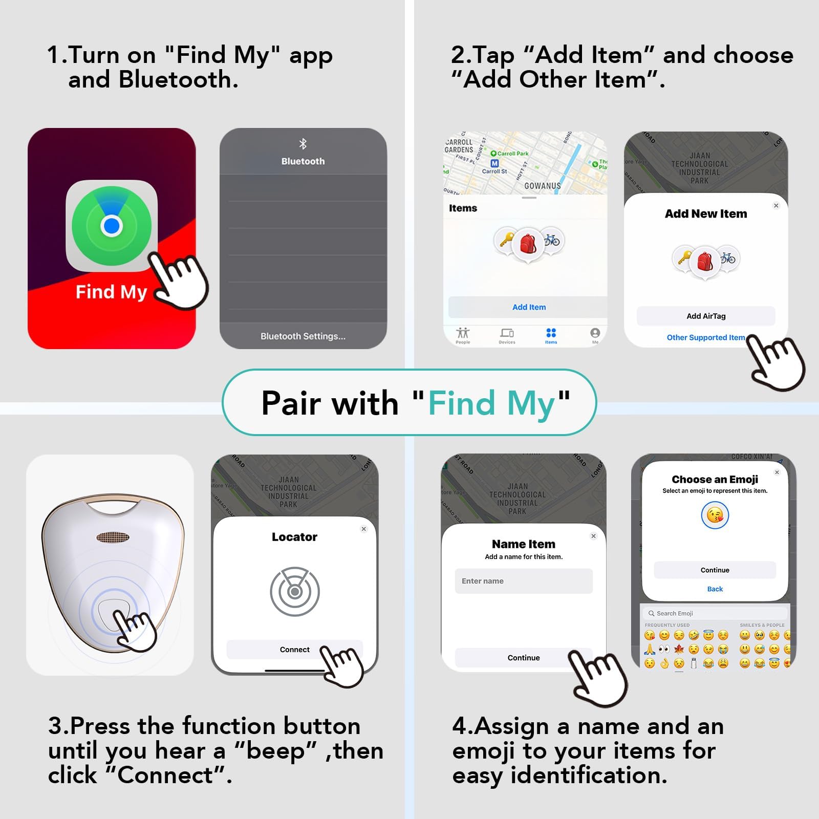 جهاز تحديد مواقع معتمد من ام اف اي يعمل مع فايند ماي (اي او اس فقط) مقاوم للماء بتصنيف IP67، جهاز تتبع ذكي يعمل بالبلوتوث لتتبع الأمتعة والشنط والمفاتيح والمحافظ