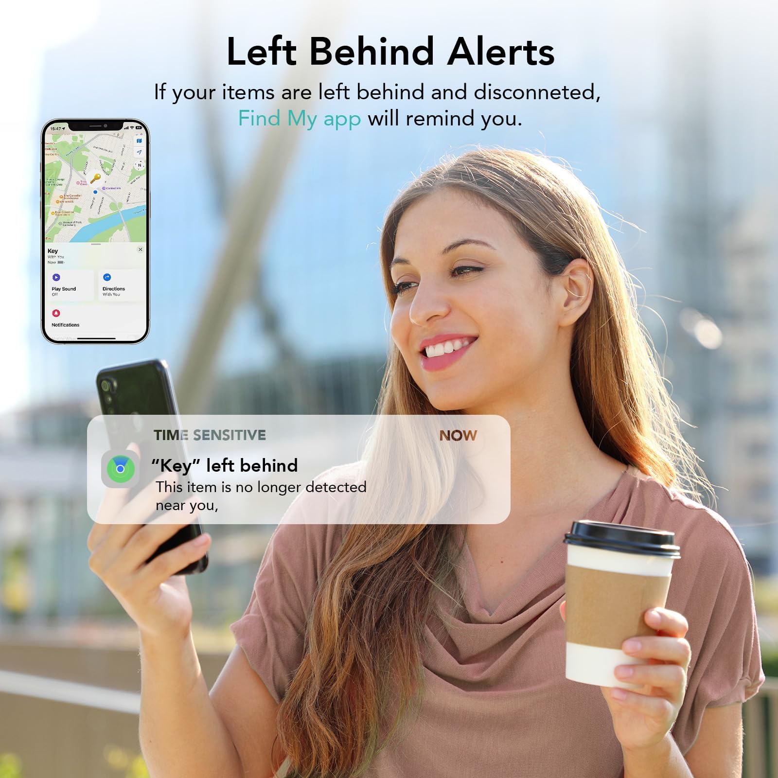 جهاز تحديد مواقع معتمد من ام اف اي يعمل مع فايند ماي (اي او اس فقط) مقاوم للماء بتصنيف IP67، جهاز تتبع ذكي يعمل بالبلوتوث لتتبع الأمتعة والشنط والمفاتيح والمحافظ