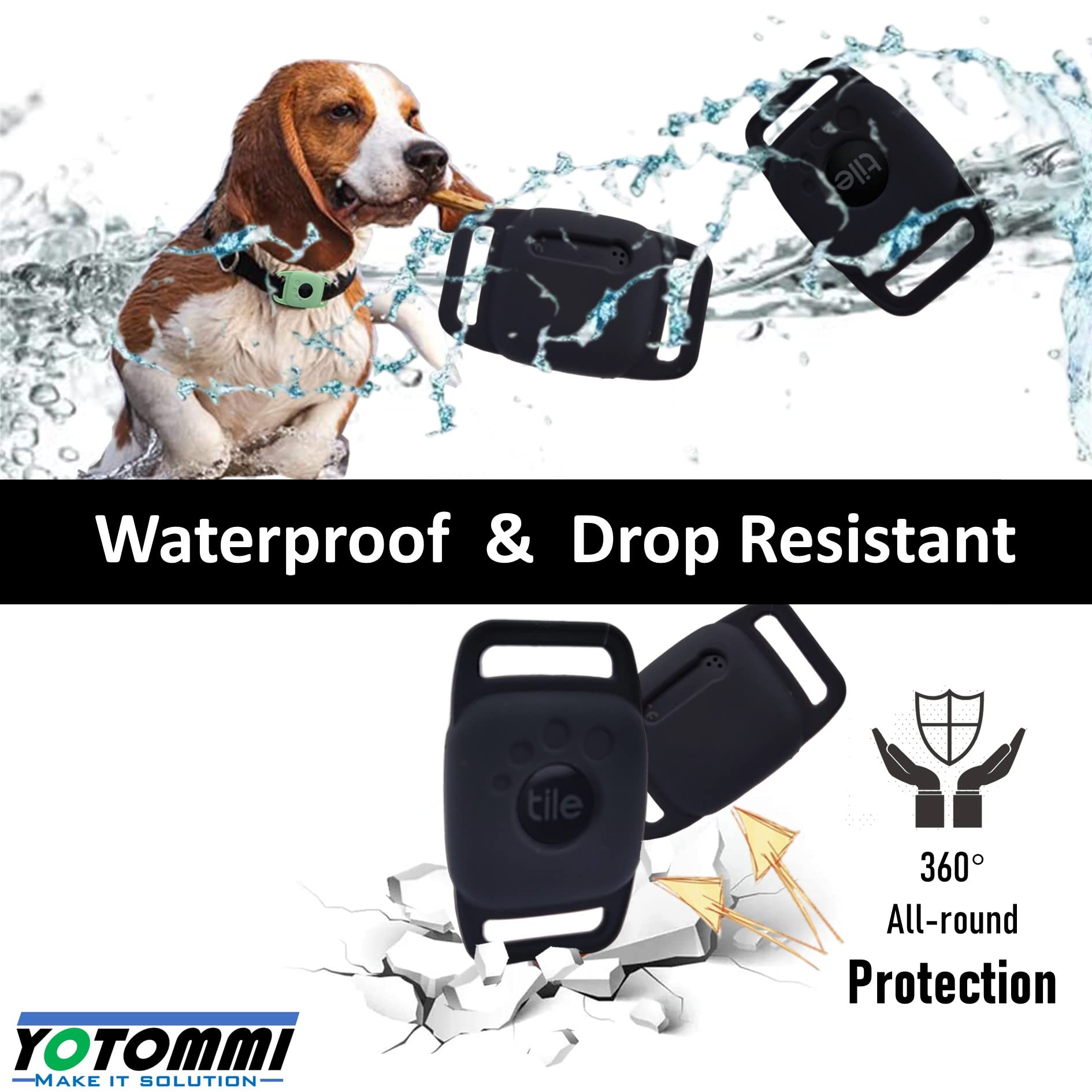 حافظة سيليكون لجهاز تايل ميت 2022 للحيوانات الاليفة والكلاب والقطط، ملحقات غطاء متوافقة مع جهاز التتبع مضاد للخدش، حامل قوي وامن وخفيف الوزن لحماية طوق الكلاب والاطفال (اسود)