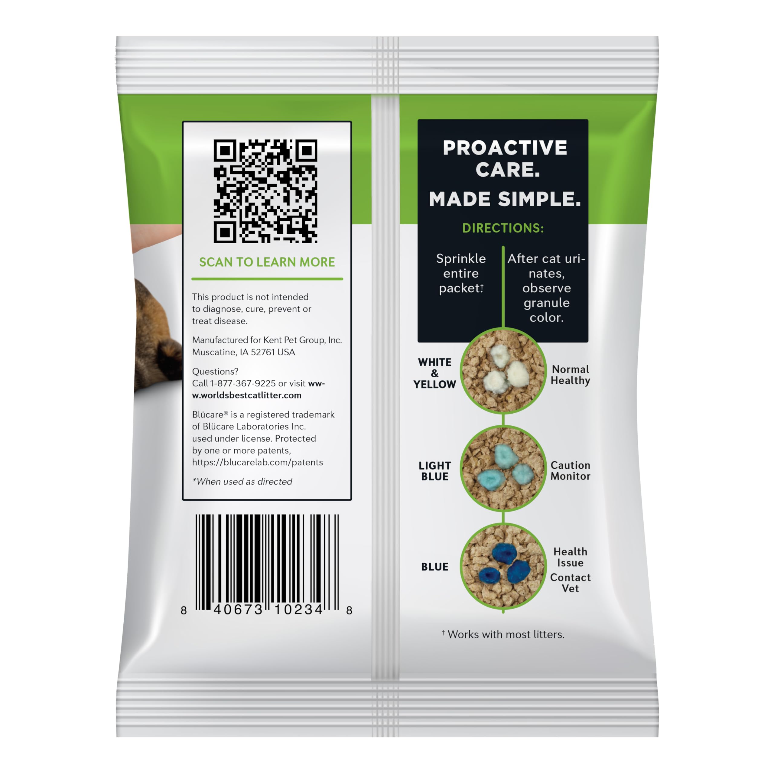 حبيبات بوسترز™ هيلث تشيك ان™ مادة مضافة لصندوق فضلات القطط لمراقبة صحة القط والكشف المبكر عن المشاكل البولية مع كاشف متغيير اللون، اختبار منزلي سهل معتمد من الأطباء البيطريين من ورلدز بيست كات ليتر®