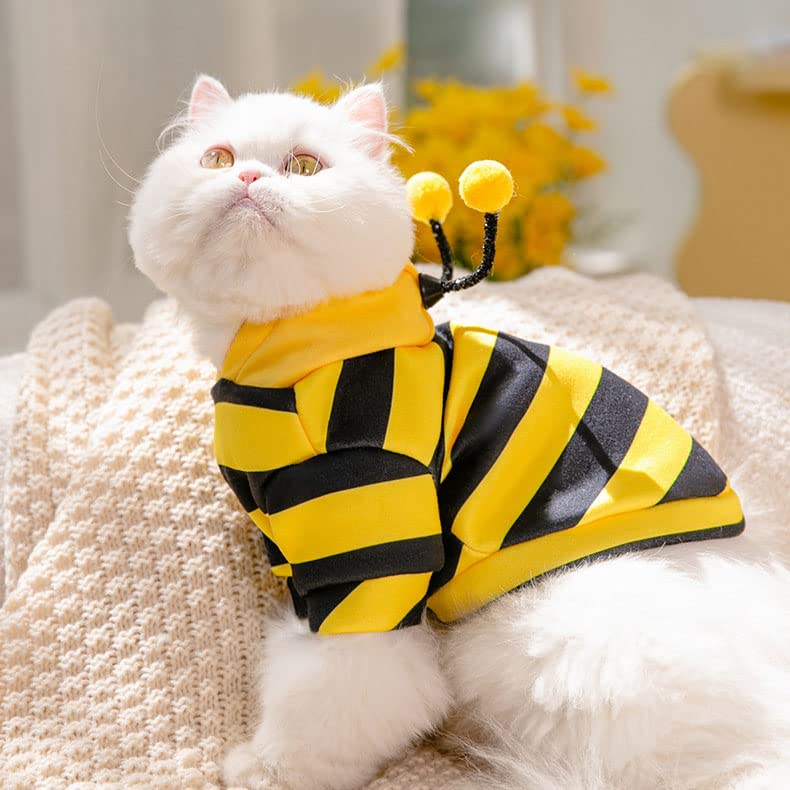 سترة بقلنسوة ظريفة للحيوانات الاليفة بتصميم قبيح، معطف دافئ للطقس البارد للجراء والكلاب الصغيرة وحفلات الهالوين، هودي لطيف (مقاس XL، نحلة صفراء)