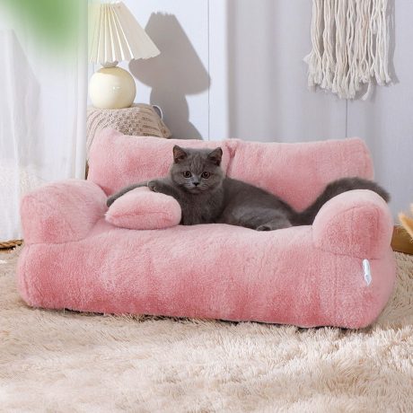 سرير اريكة للحيوانات الاليفة، سرير قطط قابل للغسل للقطط والكلاب المتوسطة والصغيرة، قاعدة غير قابلة للانزلاق، سرير متين للكلاب، كنبة قطط منفوشة