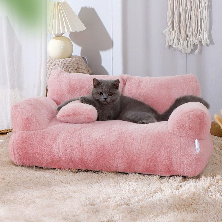 سرير اريكة للحيوانات الاليفة، سرير قطط قابل للغسل للقطط والكلاب المتوسطة والصغيرة، قاعدة غير قابلة للانزلاق، سرير متين للكلاب، كنبة قطط منفوشة