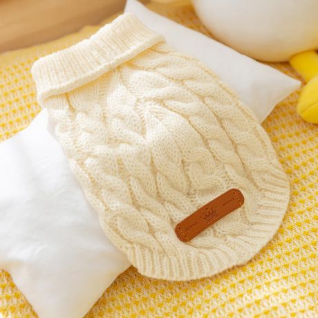 سويتر محبوك سادة بلون كريمي للقطط والكلاب الصغيرة من جودون، مقاس L، مناسب للشتاء، للجنسين، قبة مدورة بدون اكمام، سهل الارتداء، يمكن غسله في الغسالة، عبوة واحدة