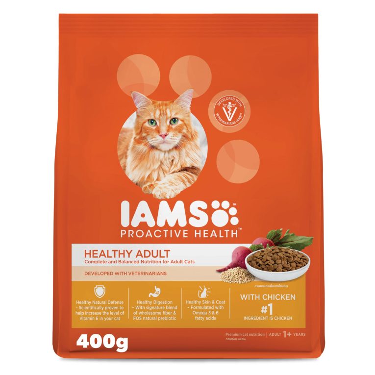 طعام جاف فاخر للقطط البالغة بالدجاج برواكتيف هيلث من ايامز، 400 غرام