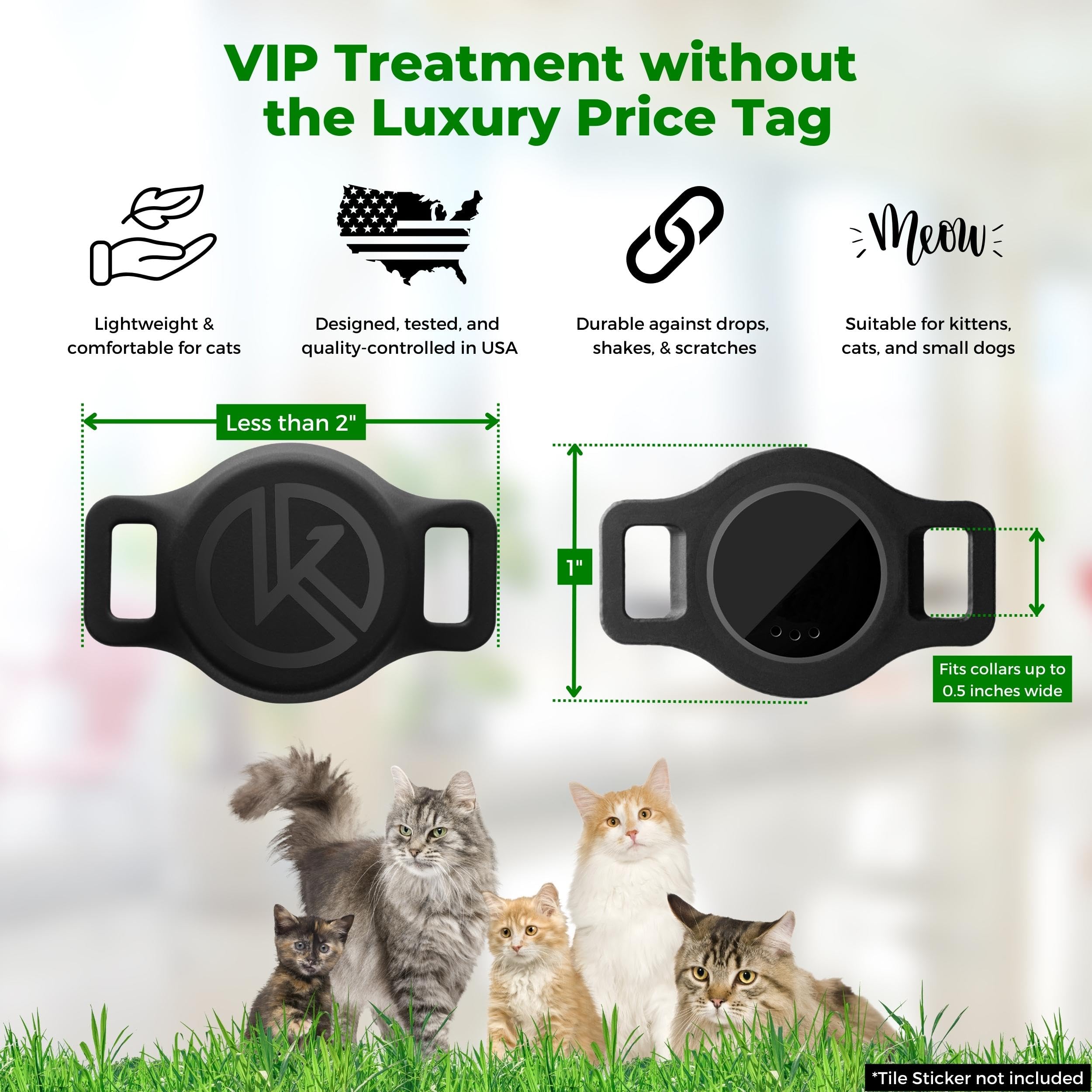 طوق تتبع للقطط من كيتي كومباس (اسود)