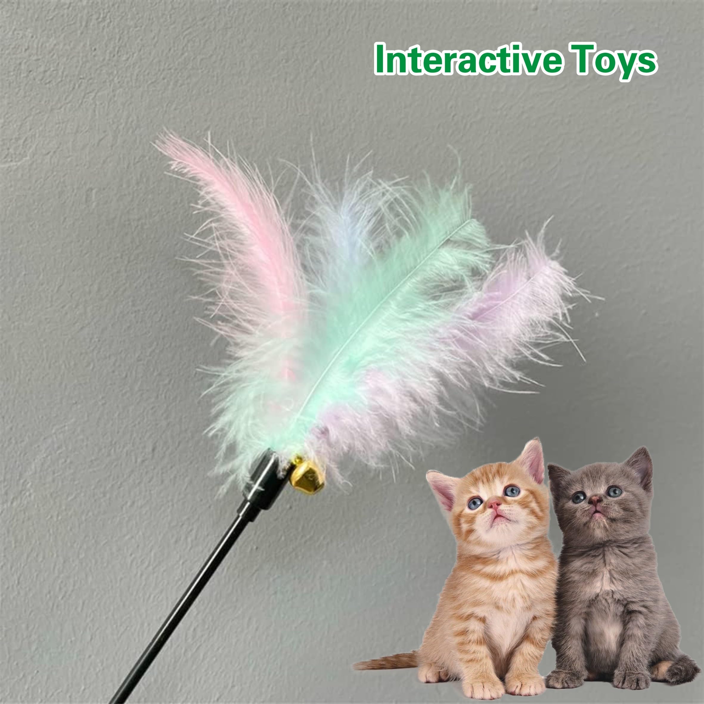 عصي ريشة للقطط، عصا ريشة القطط، عصا تدريب تفاعلية للقطط، لعبة تفاعلية رياضية للقطط، عصي ريشة للقطط الصغيرة، للعب القطط في الاماكن المغلقة والمفتوحة (4 قطع)
