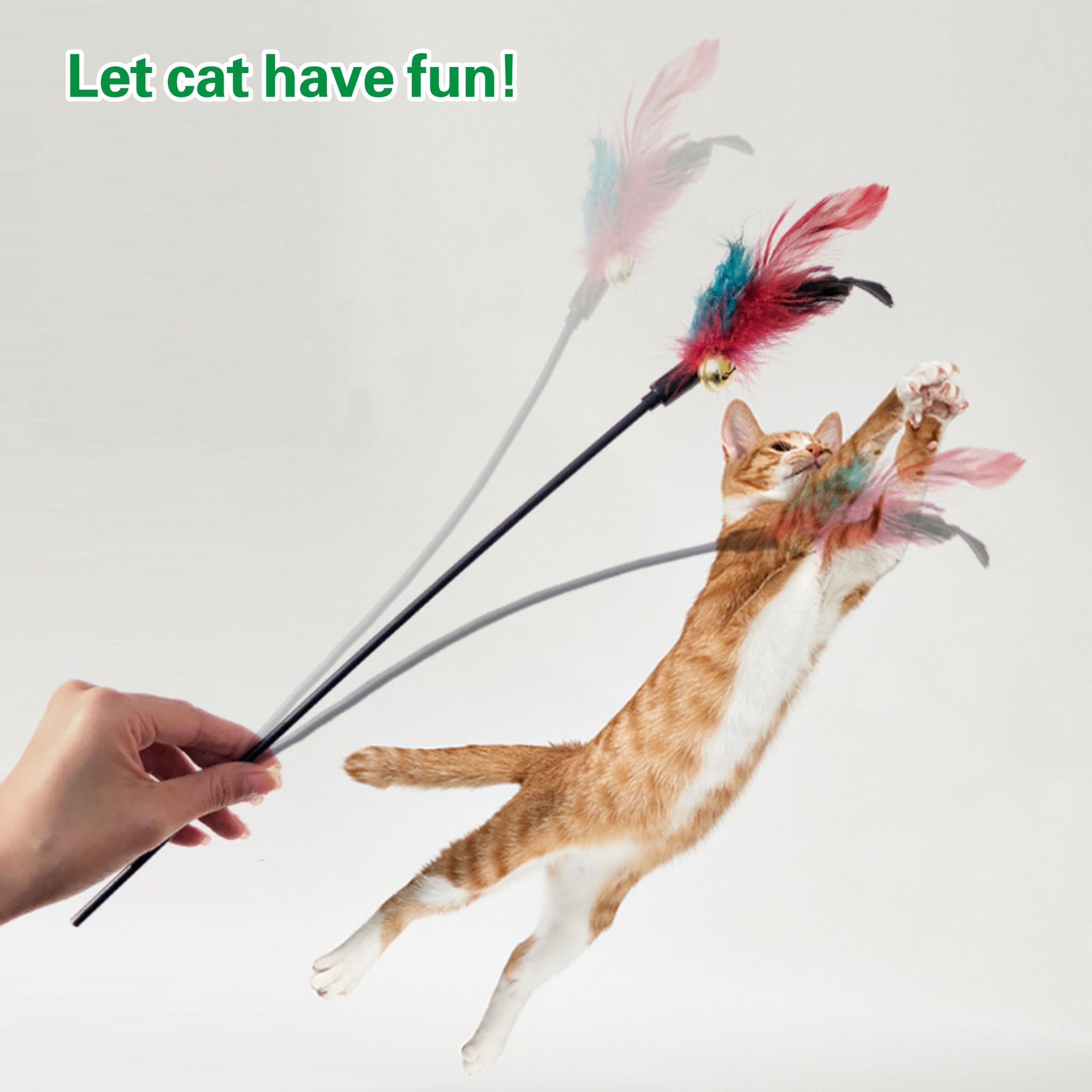 عصي ريشة للقطط، عصا ريشة القطط، عصا تدريب تفاعلية للقطط، لعبة تفاعلية رياضية للقطط، عصي ريشة للقطط الصغيرة، للعب القطط في الاماكن المغلقة والمفتوحة (4 قطع)