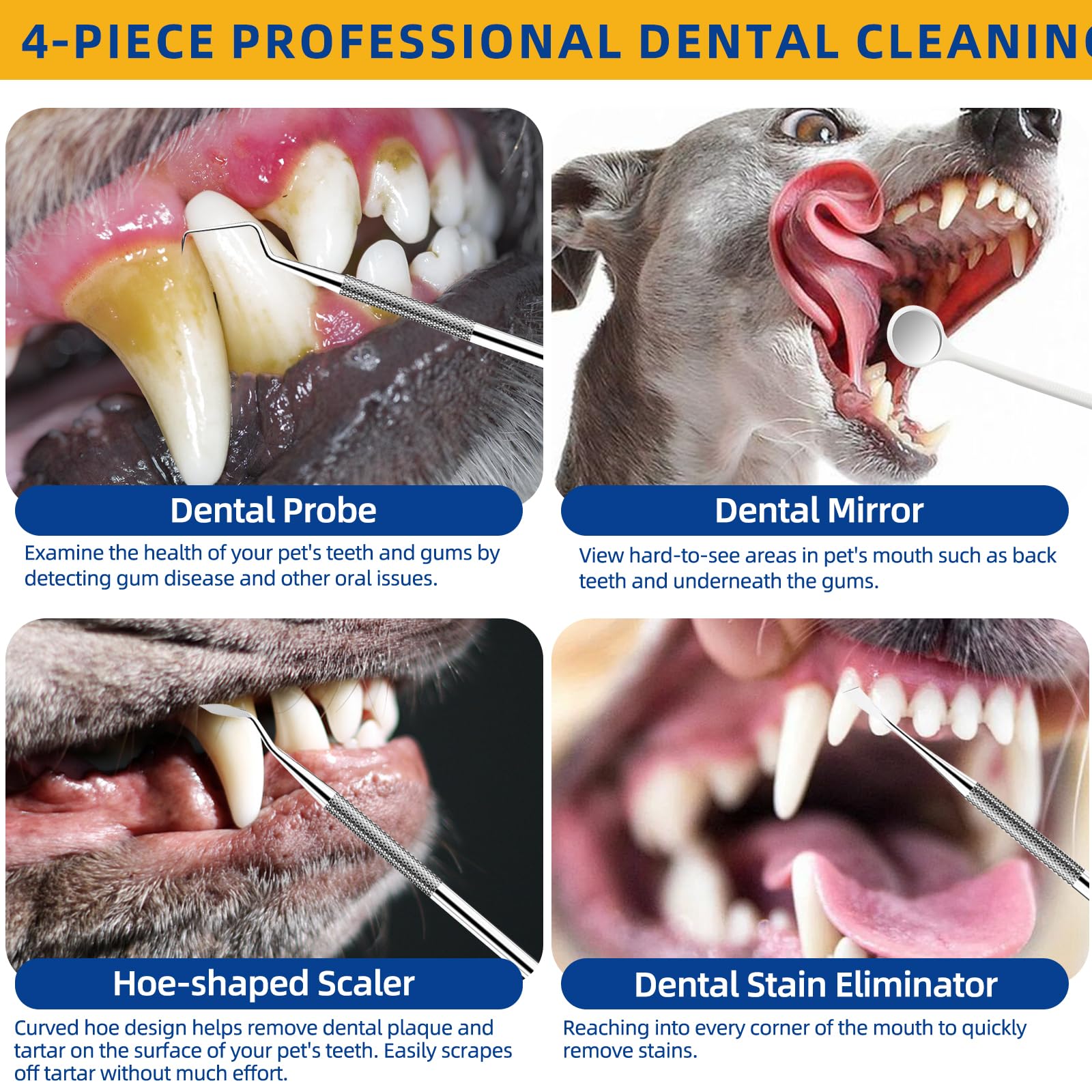 فرشاة تنظيف اسنان الحيوانات الاليفة والعناية بفم الكلاب، مجموعة تنظيف اسنان الحيوانات الاليفة مناسبة للكلاب والقطط، مجموعة تنظيف اسنان الحيوانات الاليفة، ادوات اسنان امنة للكلاب والقطط