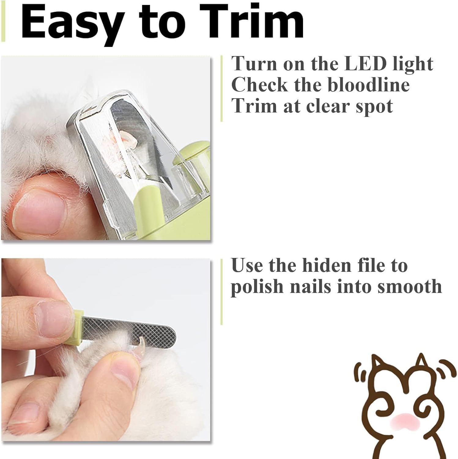 قصافة اظافر الحيوانات الاليفة من جويز، شفرة احترافية من الستانلس ستيل مع ضوء LED، قصافة اظافر حادة للقطط من اجل حلاقة امنة وسهلة، مثالية للكلاب والقطط الصغيرة والكبيرة