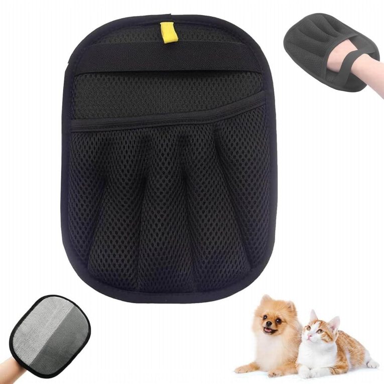 قفاز بخاصية الامتصاص الكهروستاتيكي لإزالة شعر الحيوانات الأليفة، قفازات قابلة لإعادة الاستخدام لتنظيف وعناية الشعر القصير والطويل للكلاب والقطط، لوازم الحيوانات الأليفة، قفازات مزدوجة الجوانب، قطعتان