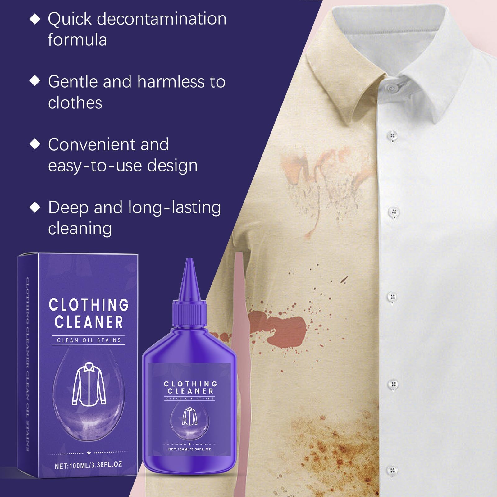 كاستويف مزيل بقع الغسيل، مزيل بقع الملابس بالانزيم النشط، مزيل بقع زيت الملابس، مزيل البقع الانزيمية، منظف البقع العنيدة (120 مل)