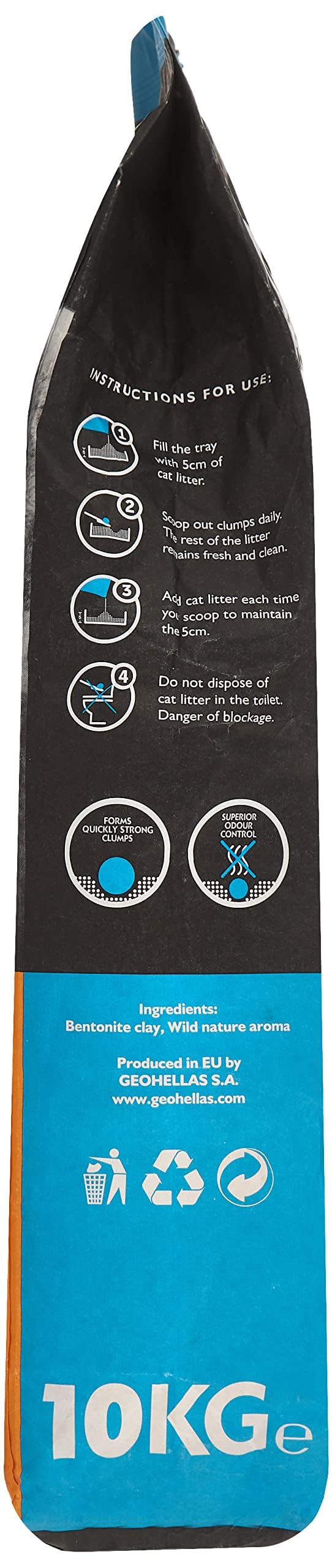 كيس رمل كات ليدر لفضلات القطط، صغير الحجم مع رائحة الطبيعة البرية - 10 كجم، اسود/ازرق من جيوهيلاس