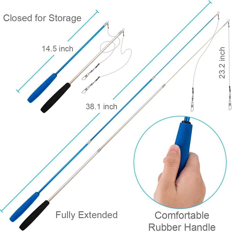 لعبة ريش للقطط من قطعتين، العاب عصا قطط قابلة للسحب و10 قطع بديلة مع عبوات اعادة تعبئة للجرس، لعبة تفاعلية للصيد والتمارين المضحكة للقطط الصغيرة او القطط.