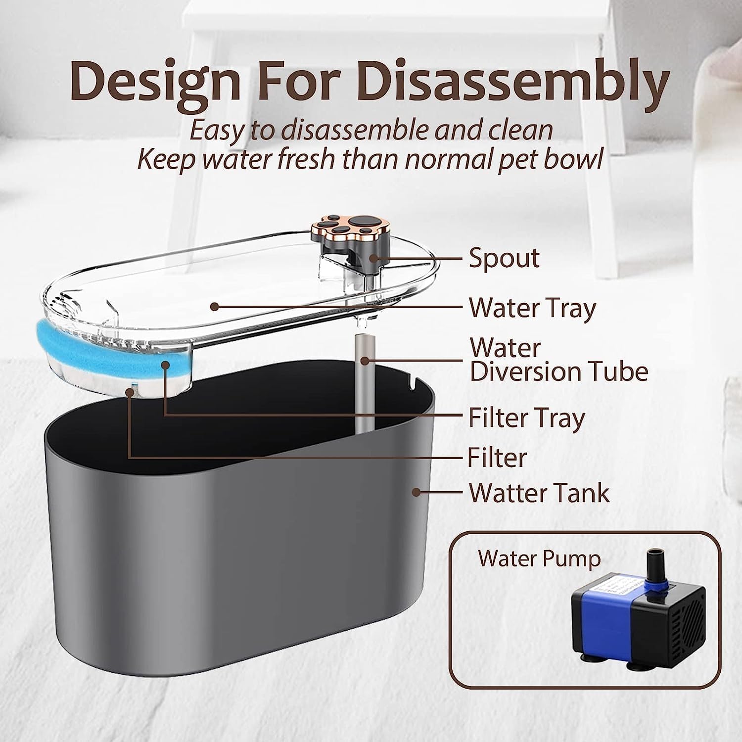 موزع مياه للقطط والكلاب مع 3 فلاتر بسعة 3 لتر، موزع مياه اوتوماتيكي للحيوانات الأليفة مع مصابيح ليد، وعاء شرب صحي بتشغيل 25 ديسيبل فائق الهدوء للقطط والكلاب ويناسب حيوانات أليفة متعددة