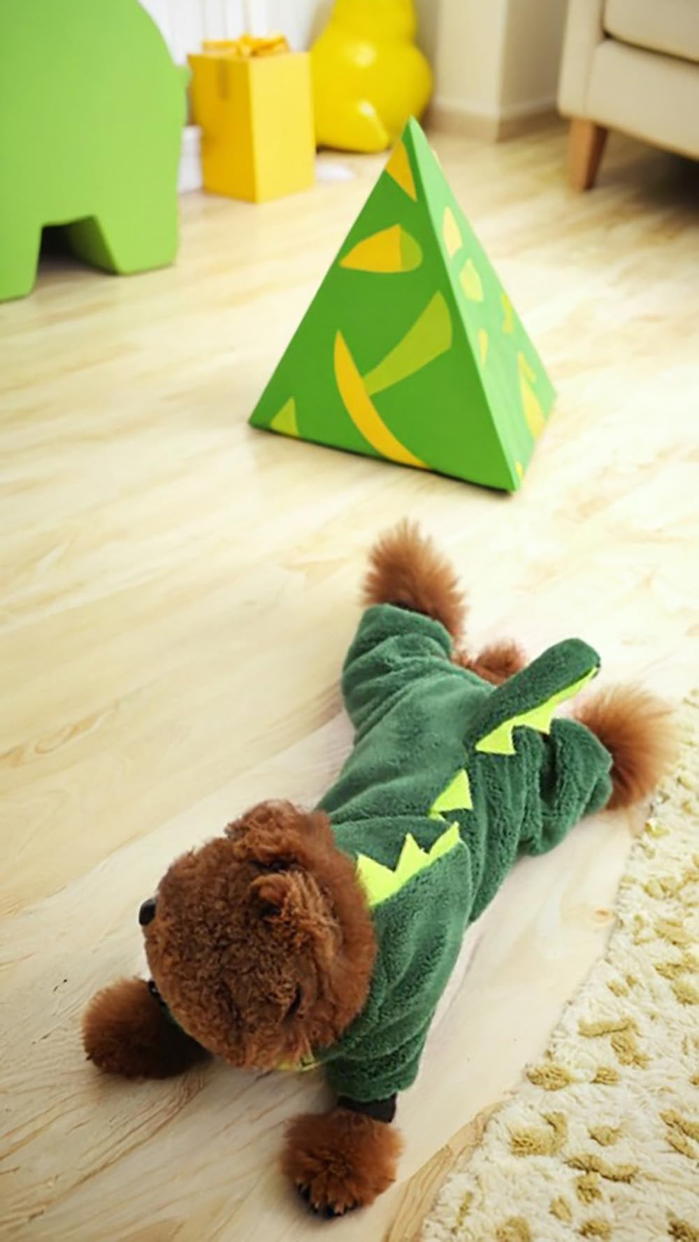 أزياء سويت سيفين من الصوف الدافئ للحيوانات الأليفة من قطعتين - سترة شتوية وجمبسوت قطيفة للكلاب والقطط - بدلة ديناصور لأزياء الهالوين - بيجامات شتوية مريحة وملابس أنيقة للكلب الألماني مقاس L