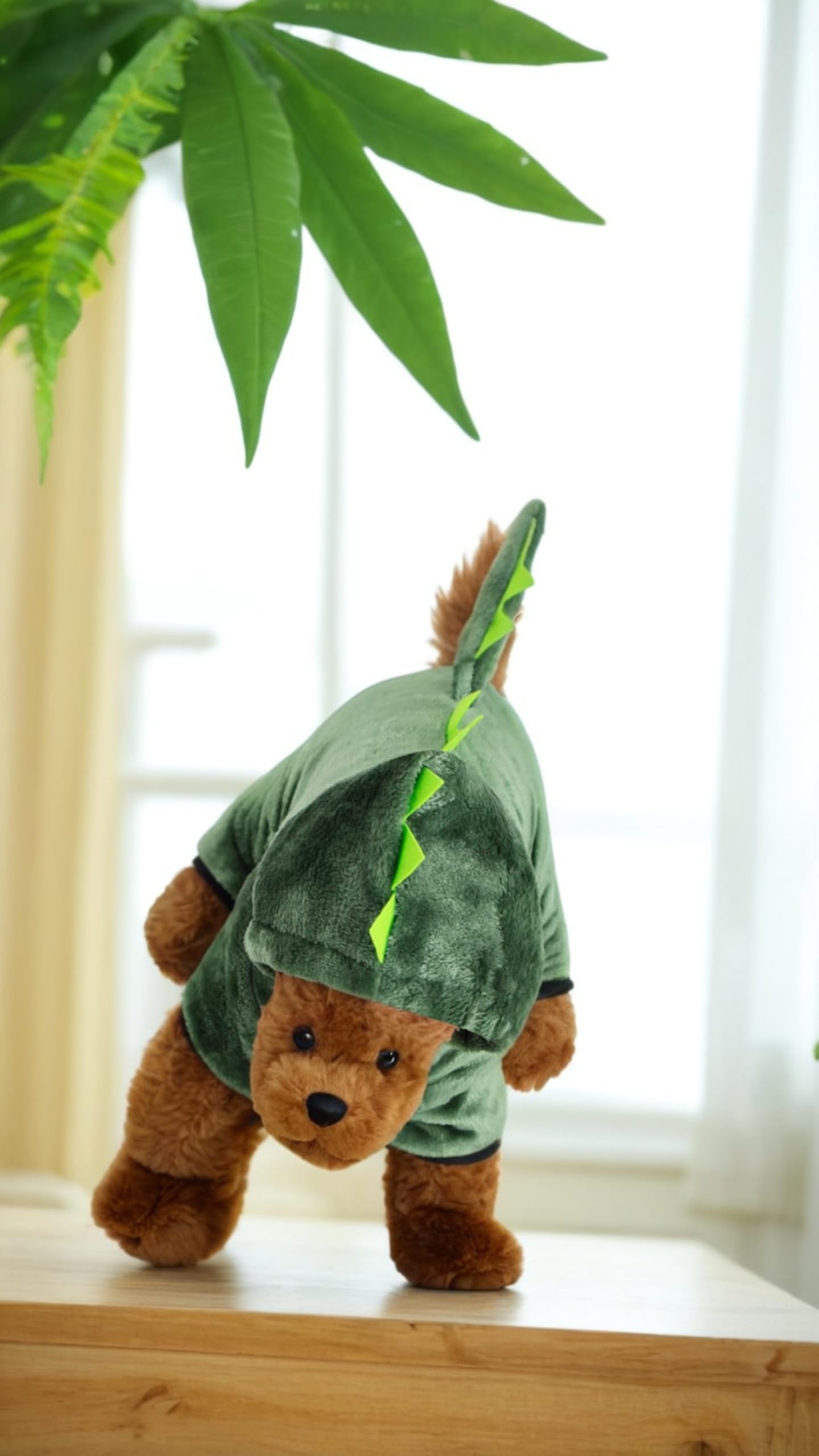 أزياء سويت سيفين من الصوف الدافئ للحيوانات الأليفة من قطعتين - سترة شتوية وجمبسوت قطيفة للكلاب والقطط - بدلة ديناصور لأزياء الهالوين - بيجامات شتوية مريحة وملابس أنيقة للكلب الألماني مقاس L