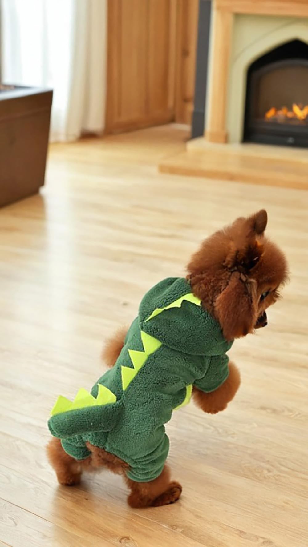 أزياء سويت سيفين من الصوف الدافئ للحيوانات الأليفة من قطعتين - سترة شتوية وجمبسوت قطيفة للكلاب والقطط - بدلة ديناصور لأزياء الهالوين - بيجامات شتوية مريحة وملابس أنيقة للكلب الألماني مقاس L
