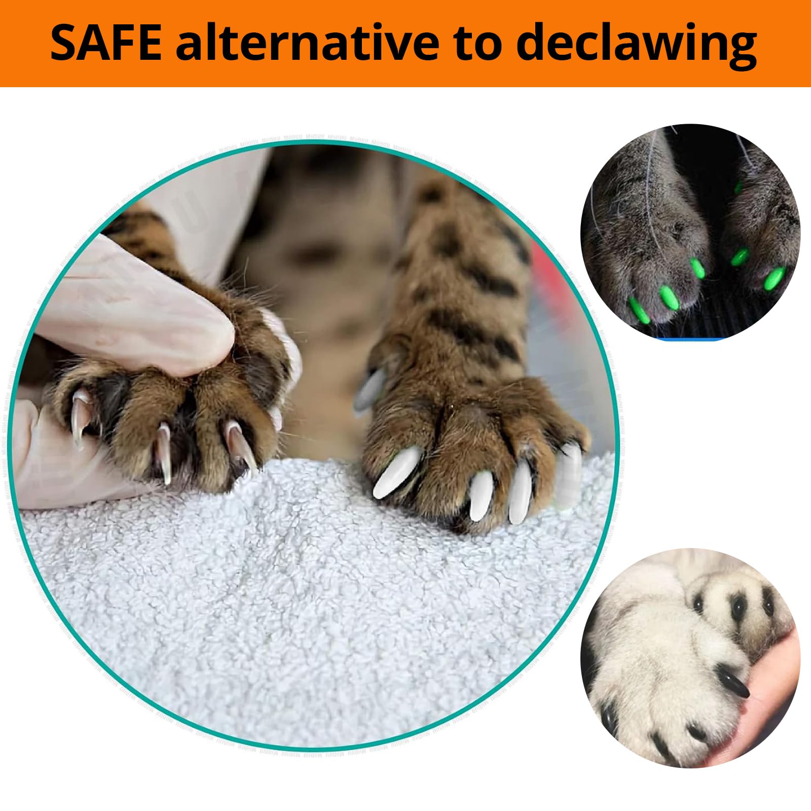 أغطية أظافر للقطط لتغطية مخالب القطط الصغيرة مع لاصقات وأداة تطبيق، أغطية لمقص أظافر الحيوانات الأليفة لحماية المنزل والأثاث ومنع الخدش، مقاس متوسط، 5 ألوان، عبوة من 100 قطعة
