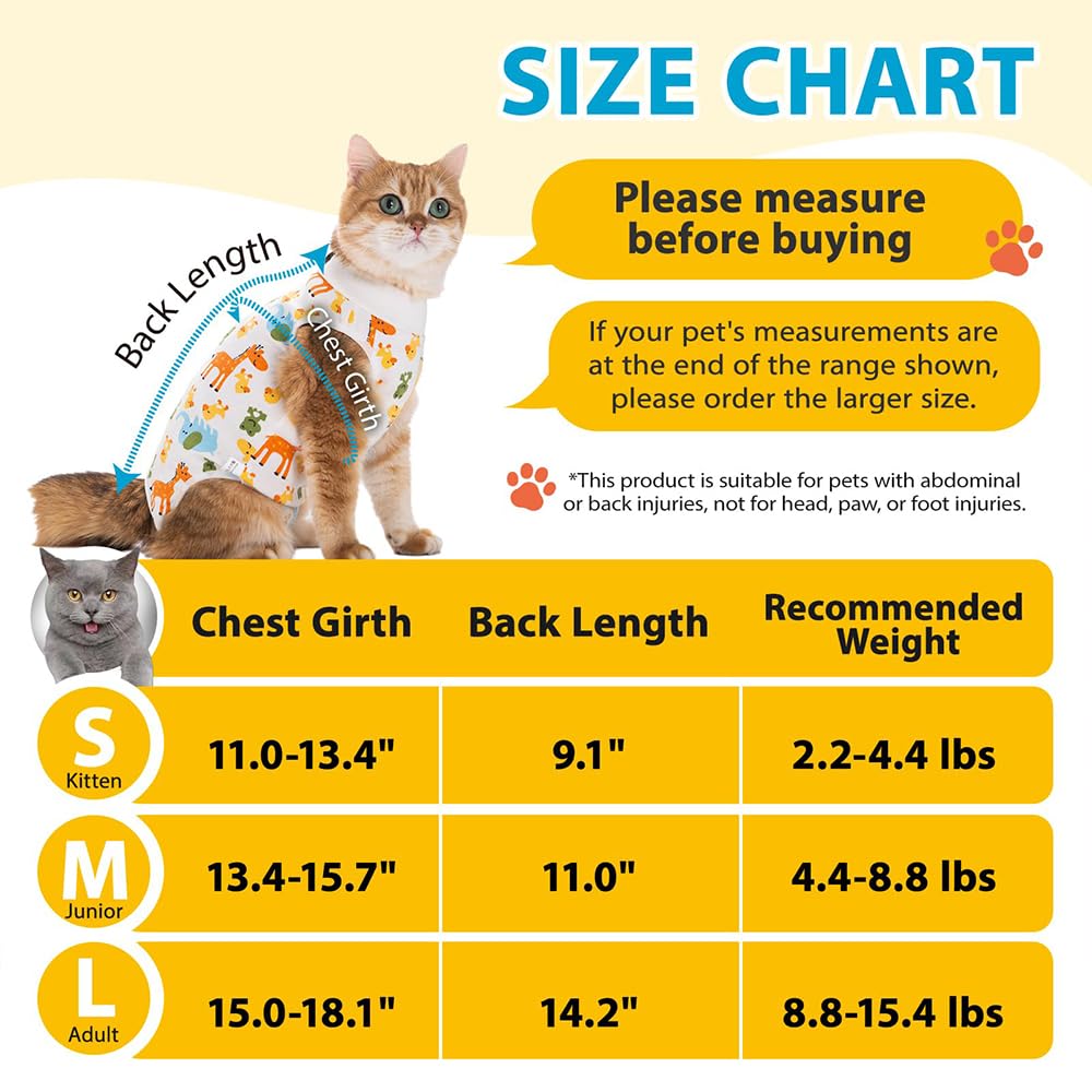 اتدورو بدلة التعافي من التعقيم للقطط من قطعتين للرجال والنساء جيدة التهوية للقطط بعد الجراحة، ملابس قطط جيدة التهوية لمنع لعق جروح البطن. (S، الباكا)