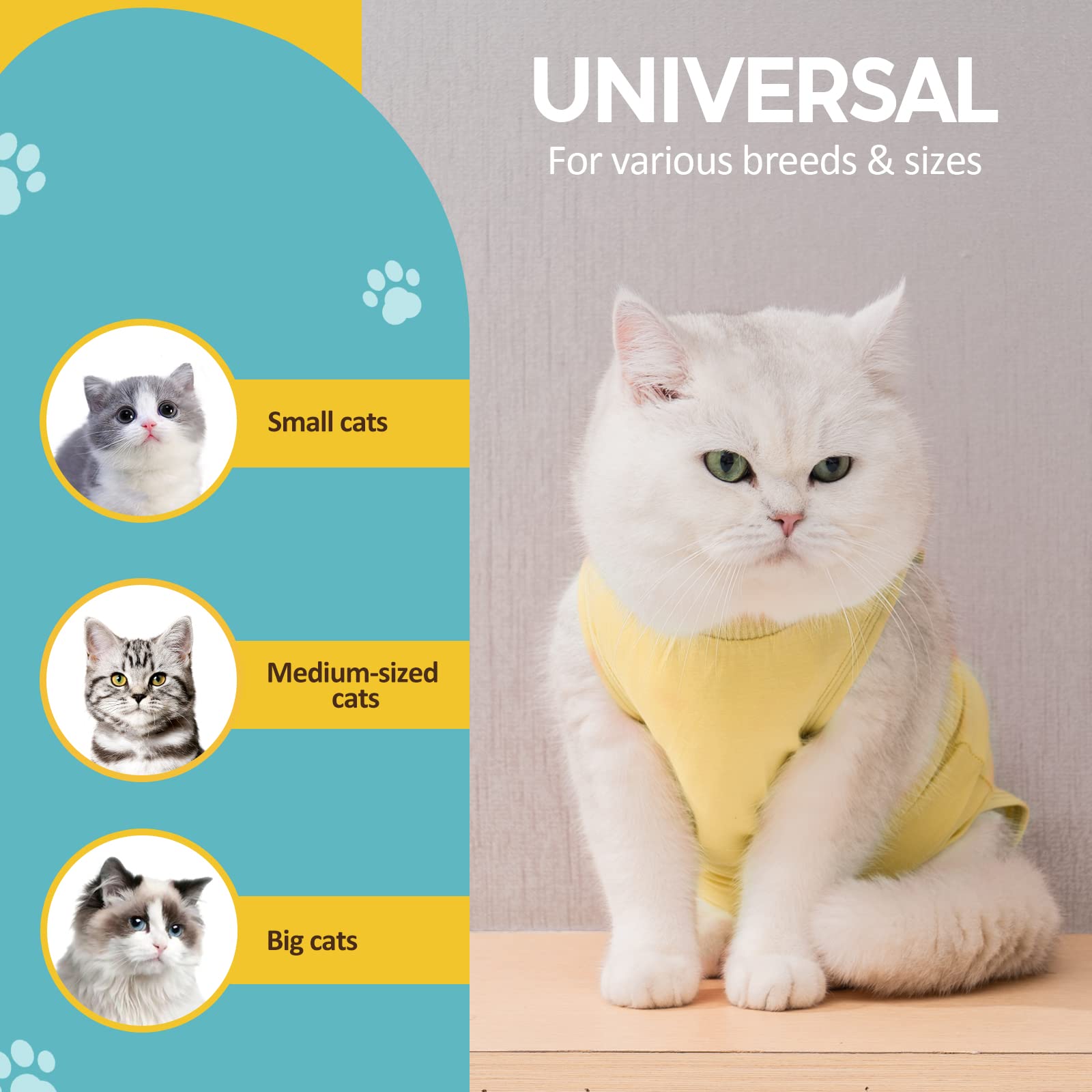 افونت بدلة التعافي من جراحة القطط، بدلة من قطعة واحدة بديلة بعد الجراحة لتخفيف القلق والتهدئة - رمادي داكن